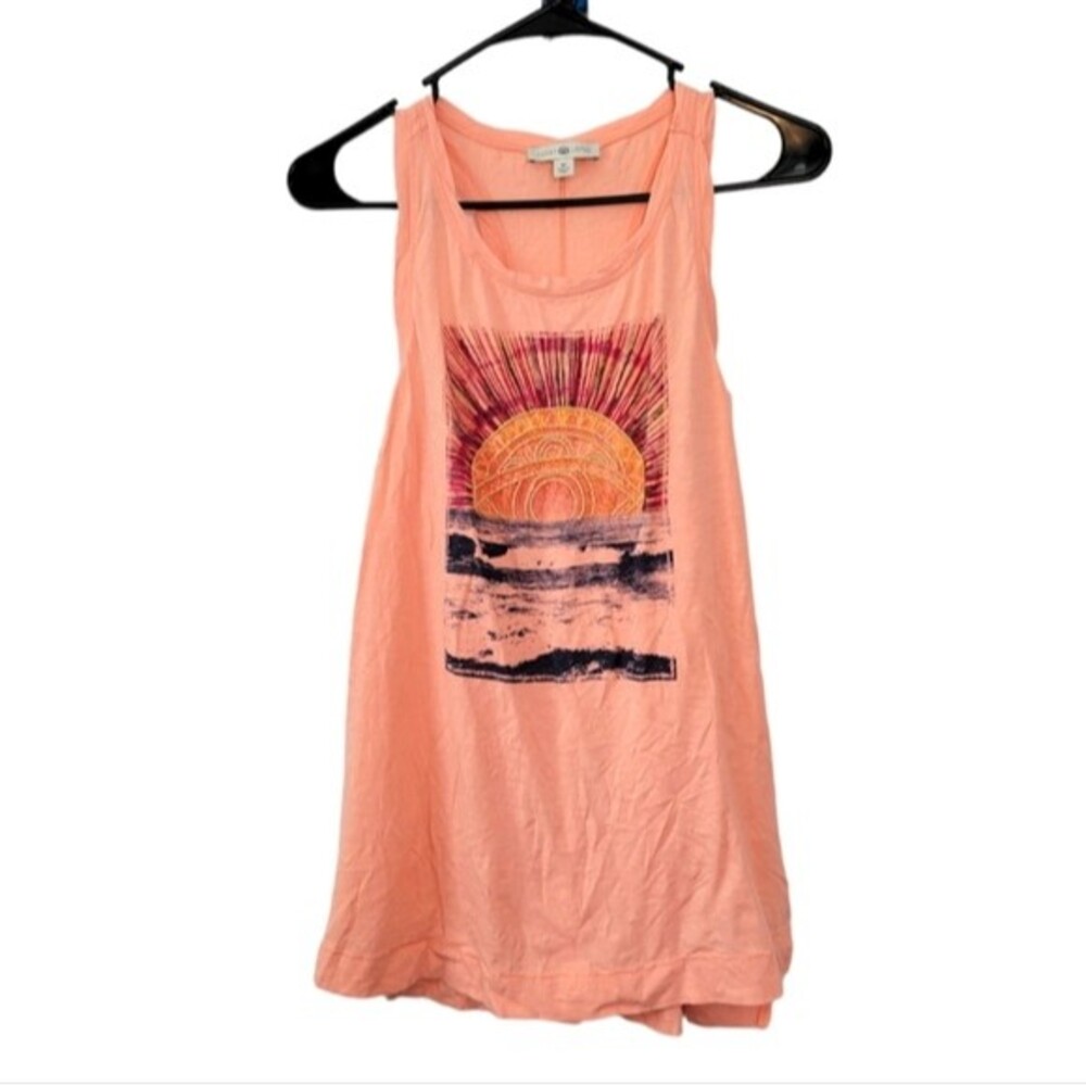 Lucky Lotus Beaded Sunset  Beach Graphic Tank Top Size Medium